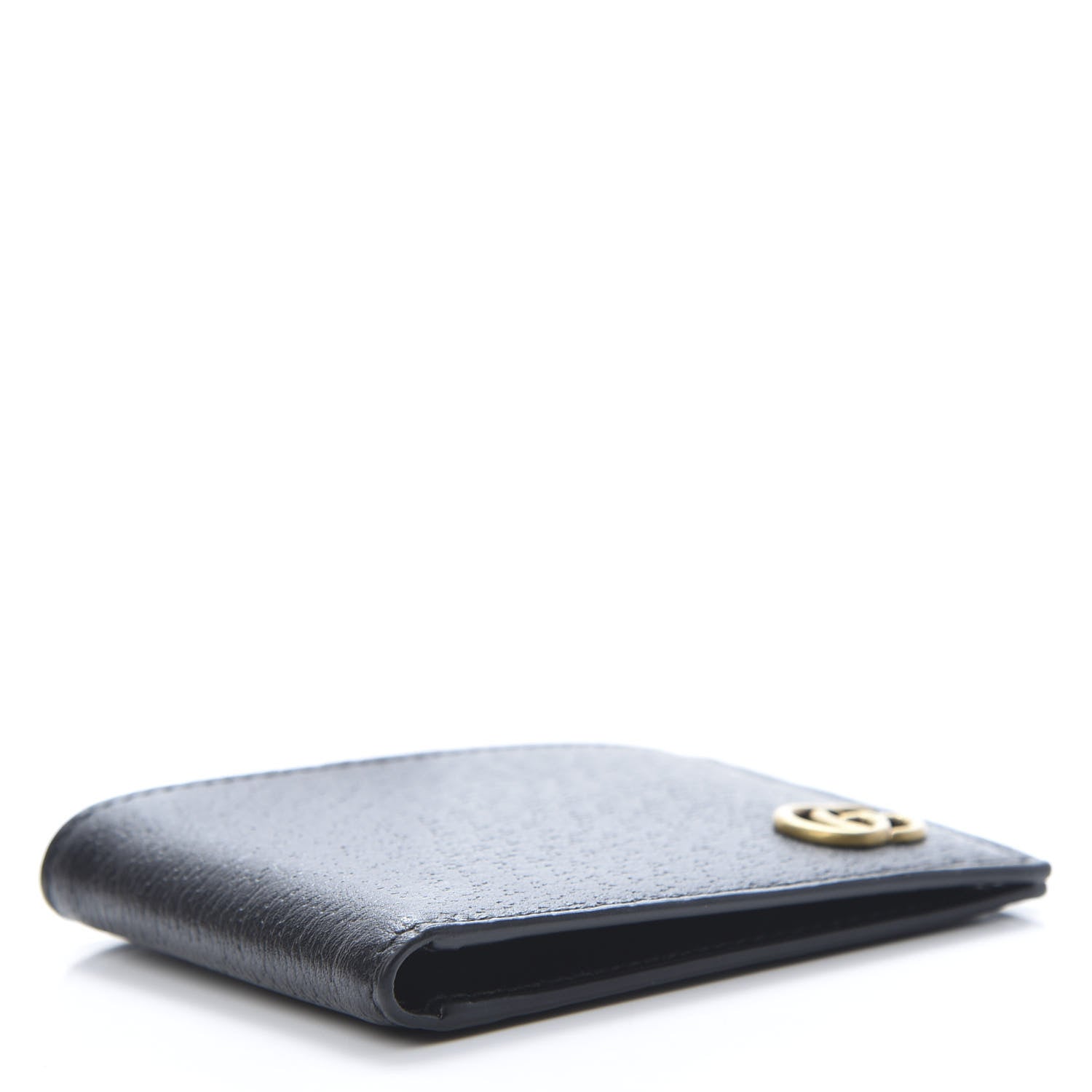 Gucci Calfskin Boar Effect GG Marmont Bi-Fold Wallet Black 4 of 7