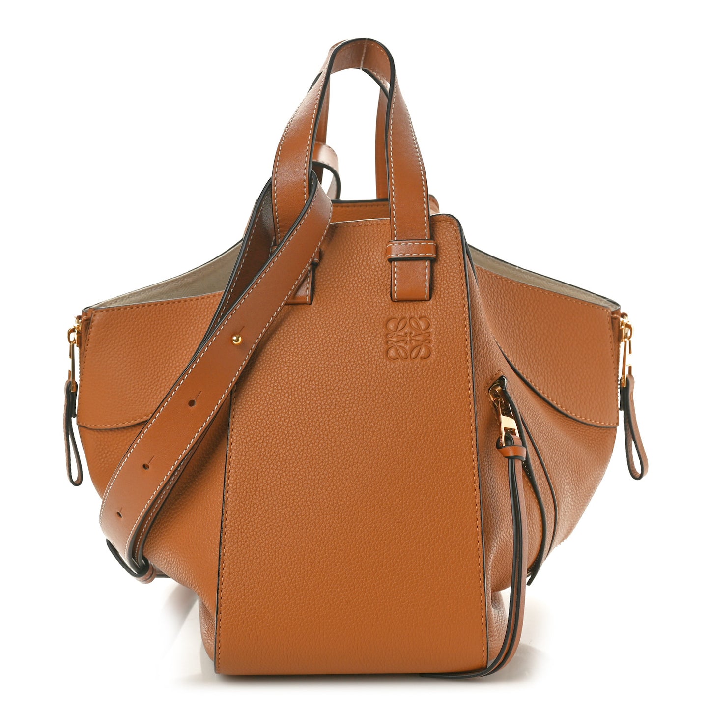 Grained Calfskin Small Hammock Shoulder Bag Tan