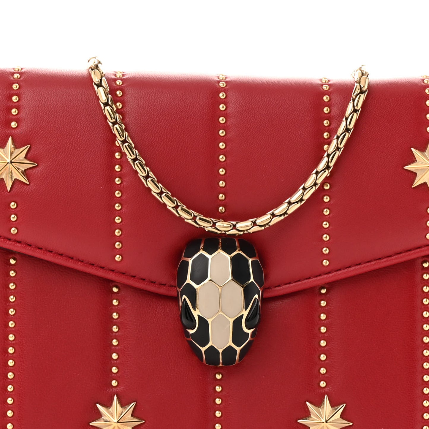 Calfskin Star Studded Serpenti Forever Crossbody Bag Red