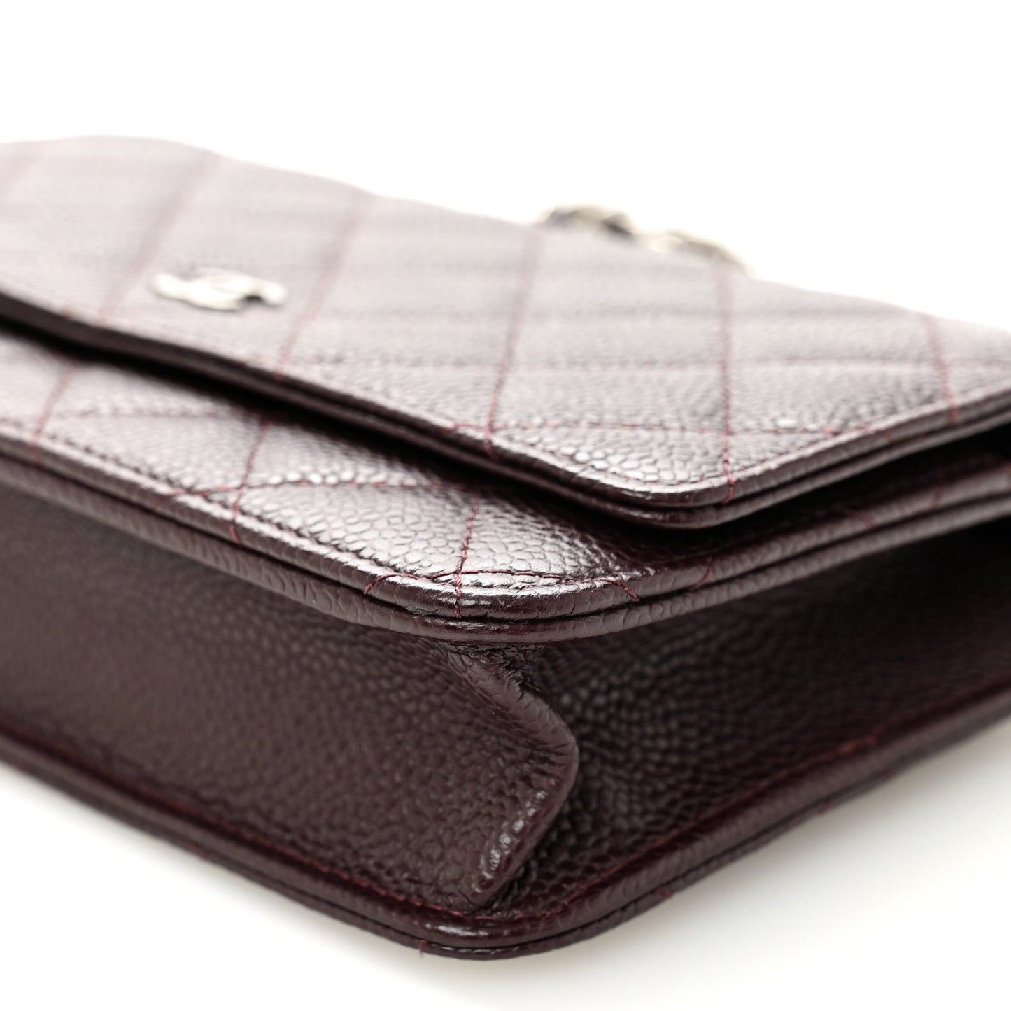 Caviar Quilted Wallet on Chain WOC Burgundy