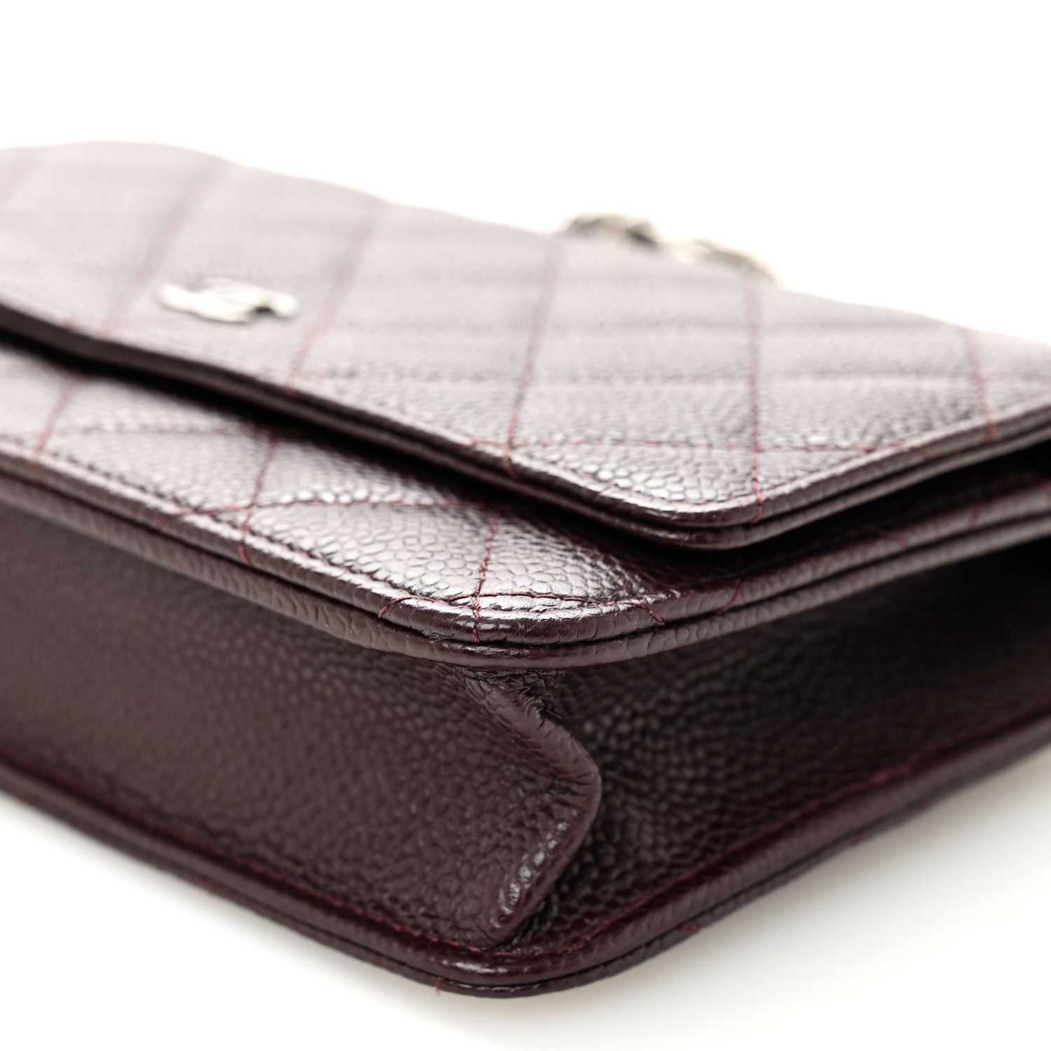 Chanel Caviar Quilted Wallet on Chain WOC Burgundy 11 of 12