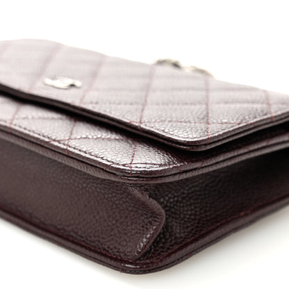 Chanel Caviar Quilted Wallet on Chain WOC Burgundy 11 of 12