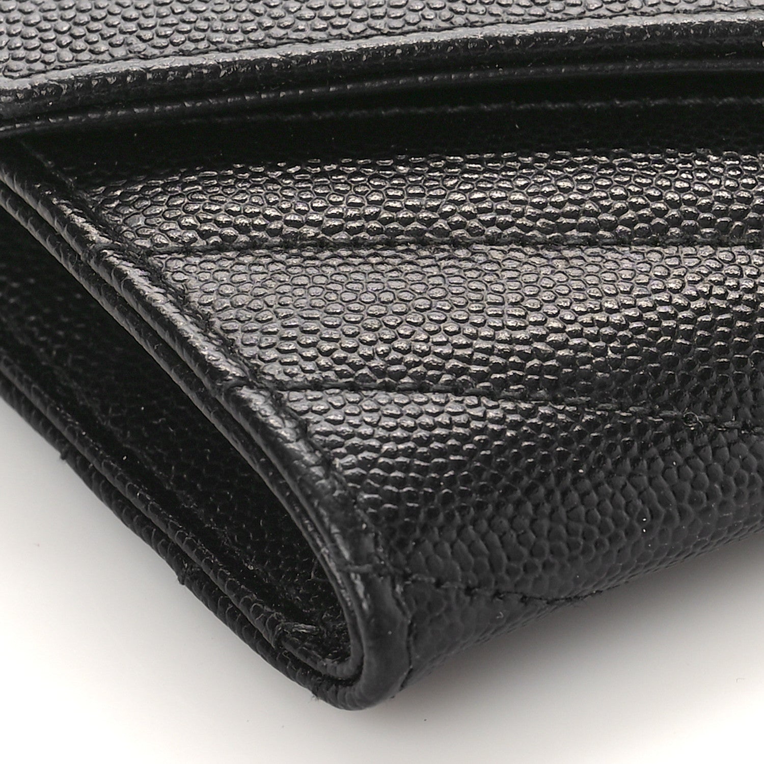 Saint Laurent Grain De Poudre Matelasse Chevron Small Monogram Envelope Wallet Black 7 of 9