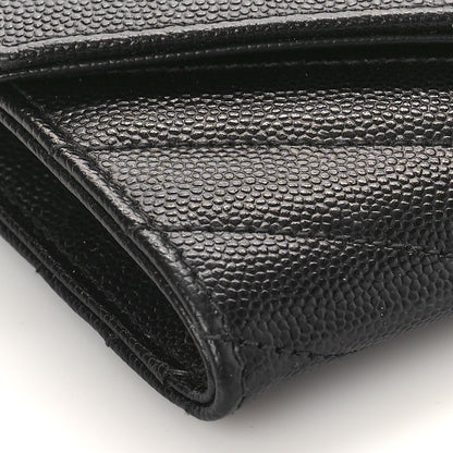 Saint Laurent Grain De Poudre Matelasse Chevron Small Monogram Envelope Wallet Black 7 of 9