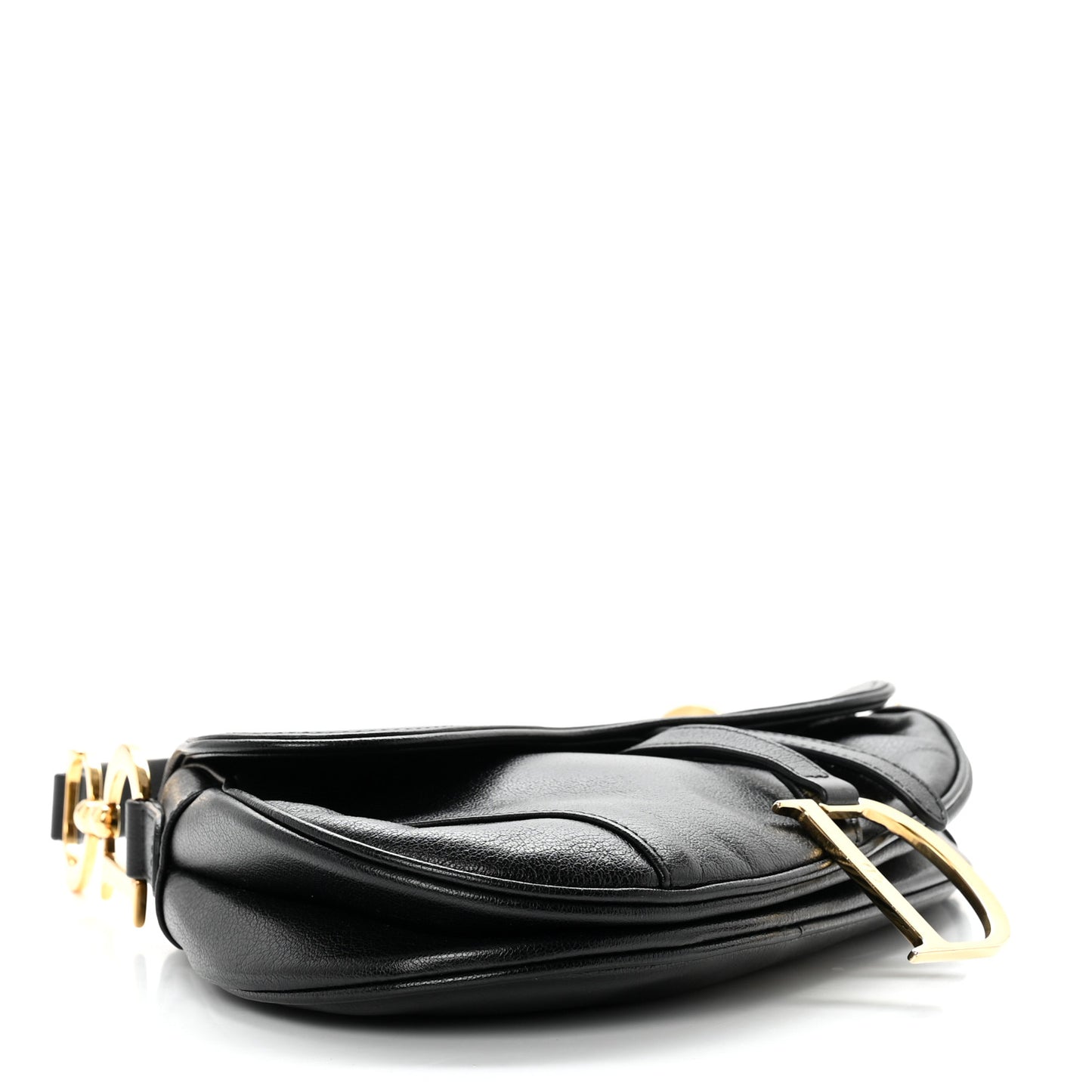 Shiny Goatskin Saddle Bag Black