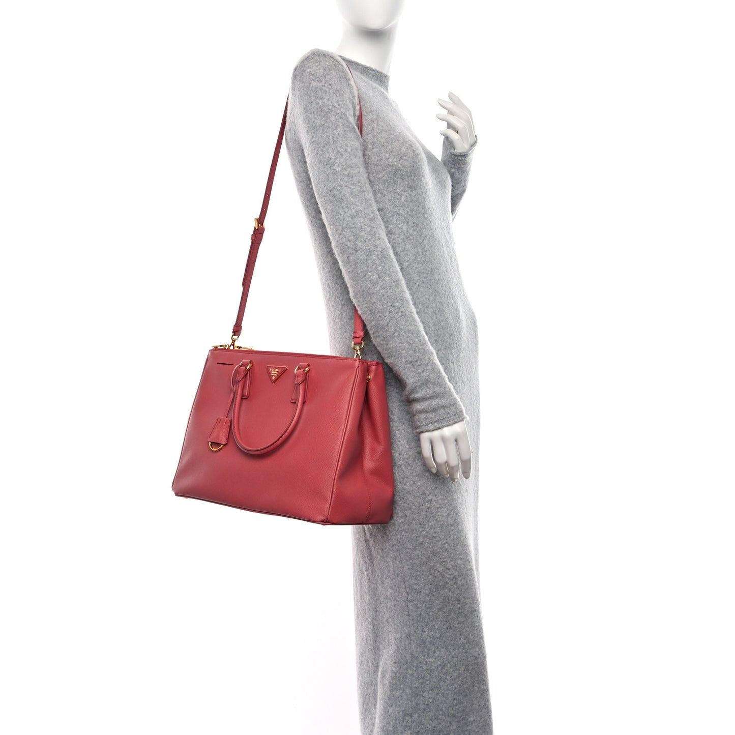 Saffiano Medium Galleria Double Zip Tote Geranio