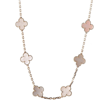Van Cleef & Arpels 18K Yellow Gold Mother of Pearl 10 Motifs Vintage Alhambra Necklace 1 of 6