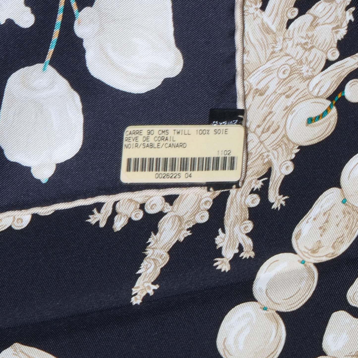 Silk Reve de Corail Scarf 90 Noir Sable Canard
