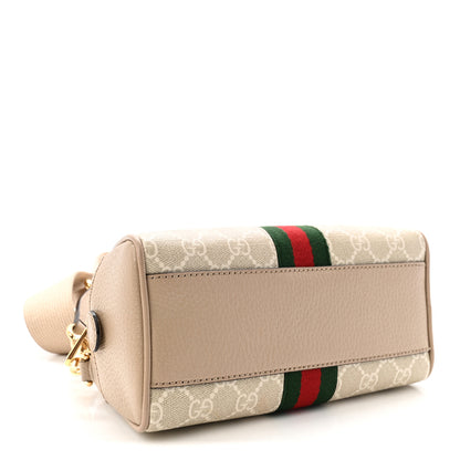 Gucci GG Supreme Monogram Textured Dollar Calfskin Web Mini Ophidia Top Handle Bowler Bag Beige Mystic White Oatmeal 4 of 11