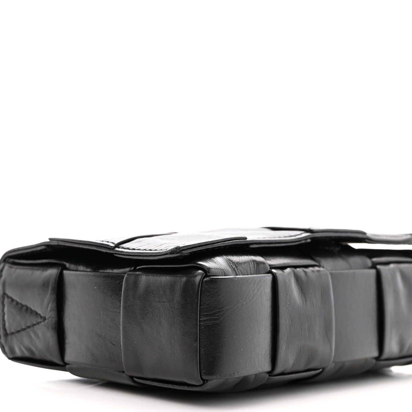 Paper Calfskin Maxi Intreccio Cassette Crossbody Bag Black