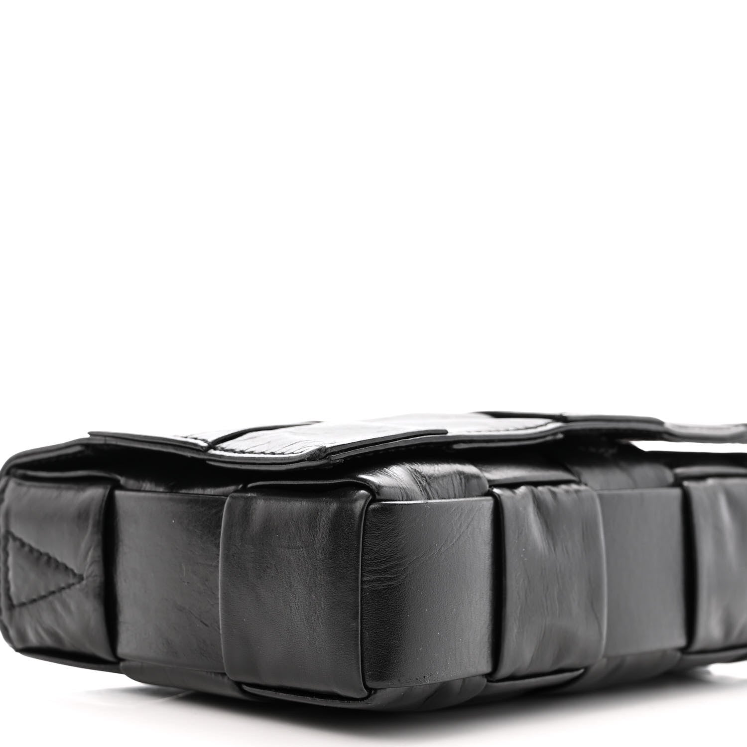Bottega Veneta Paper Calfskin Maxi Intreccio Cassette Crossbody Bag Black 8 of 12