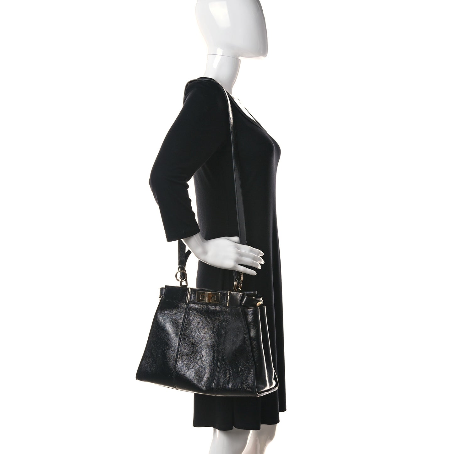 Agnello Old Shine Medium Peekaboo Iconic Satchel Black