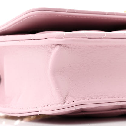 Chanel Shiny Calfskin Quilted Wallet on Chain WOC Pink 10 of 12