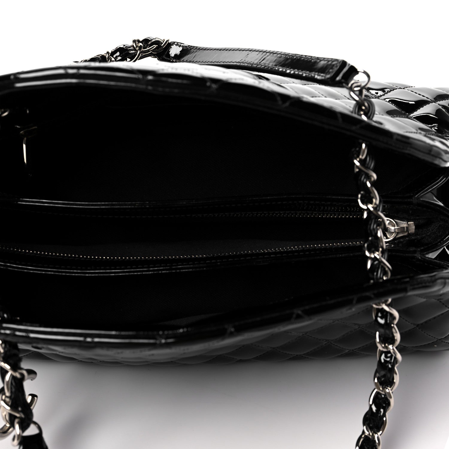 Chanel Patent Quilted Medium Just Mademoiselle Bowling Bag Black 5 of 9