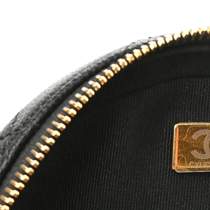 Chanel Caviar Quilted Small Round Vanity With Chain Black 7 of 11