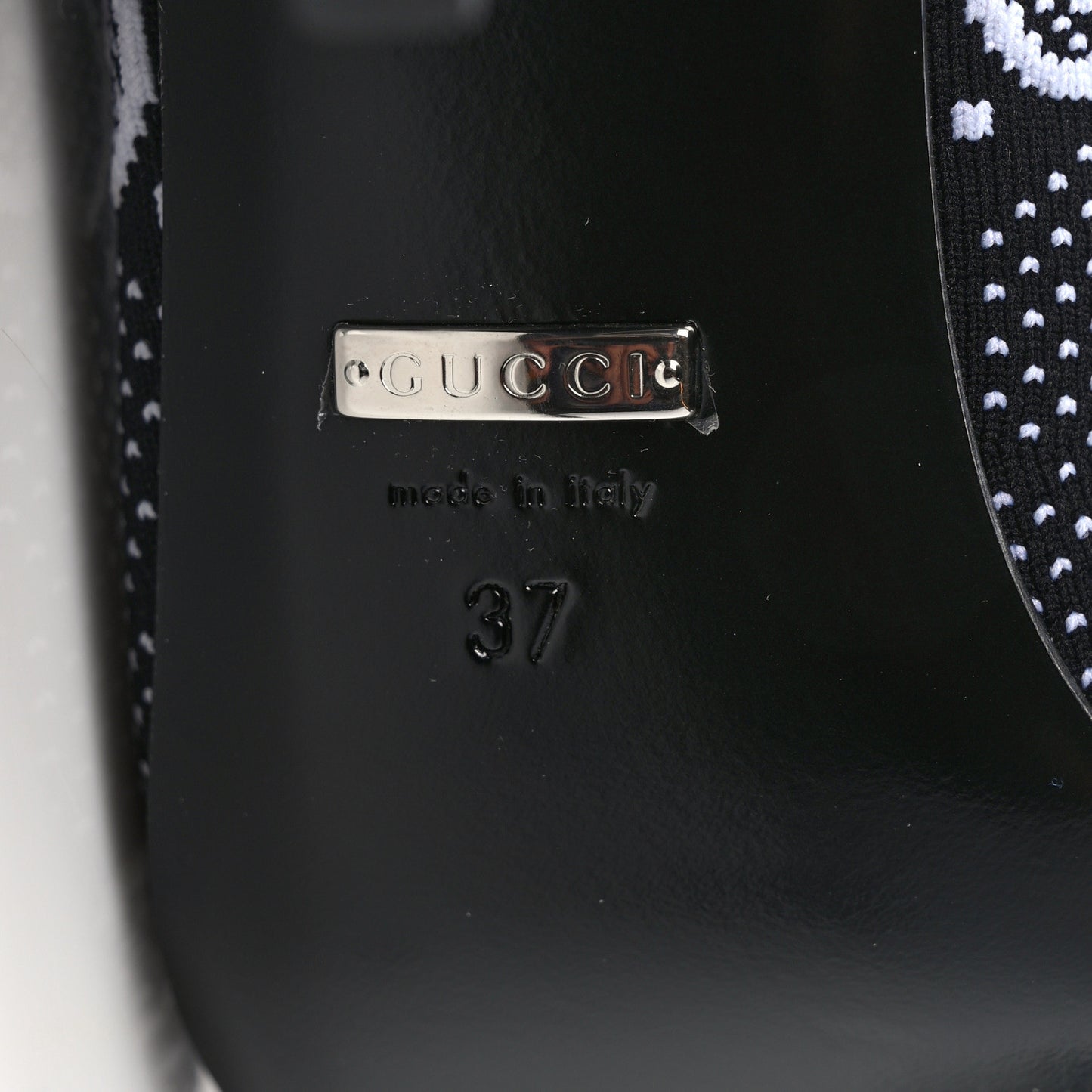 Technical Jersey Knit GG Monogram Square G 75mm Ankle Boots 37 Black Great White
