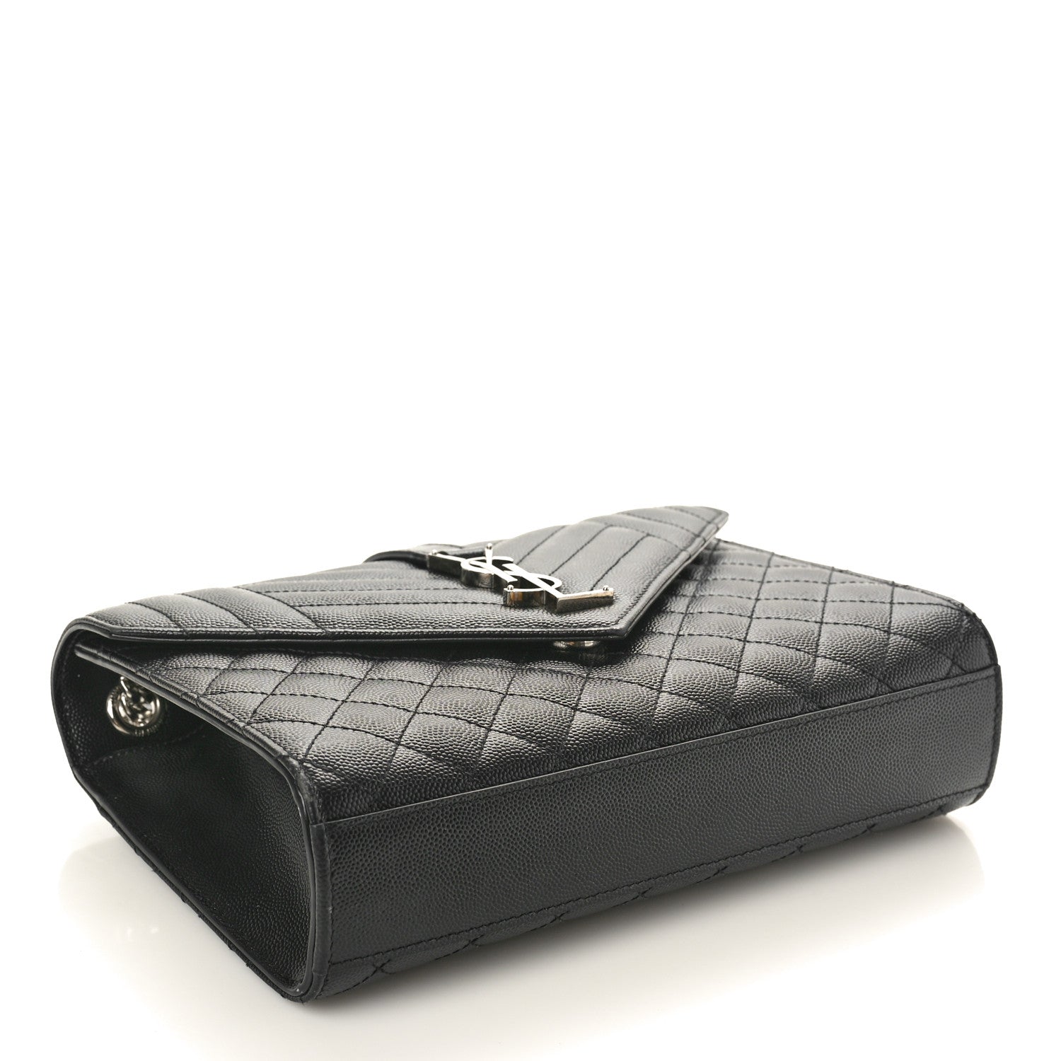 Saint Laurent Grain De Poudre Textured Mixed Matelasse Triquilt Medium Monogram Satchel Black 4 of 9