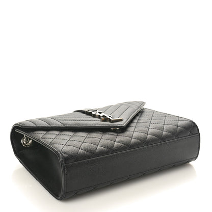 Saint Laurent Grain De Poudre Textured Mixed Matelasse Triquilt Medium Monogram Satchel Black 4 of 9