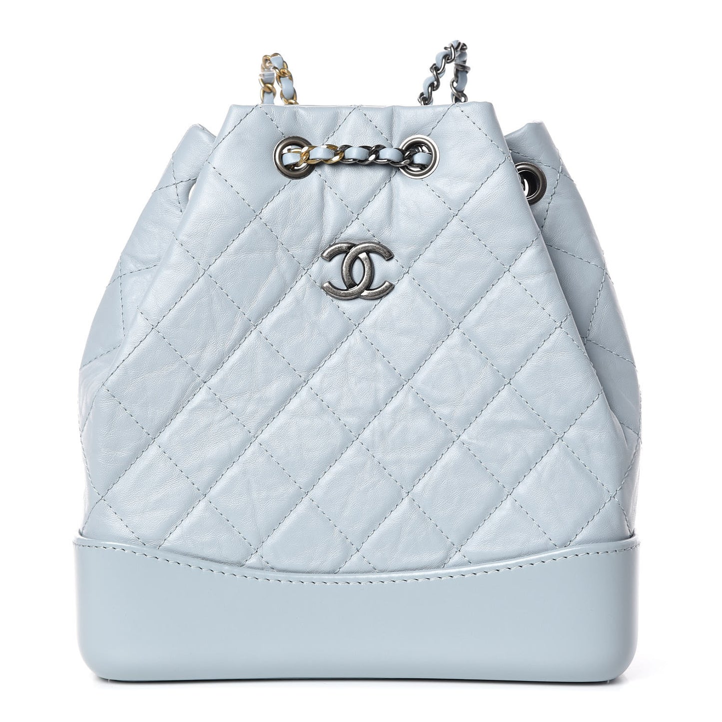 Aged Calfskin Quilted Small Gabrielle Backpack Light Blue