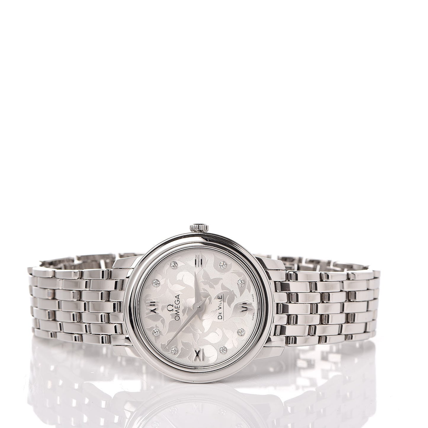 Stainless Steel Diamond 27mm De Ville Prestige Butterfly Quartz Watch 424.10.27.60.52.001