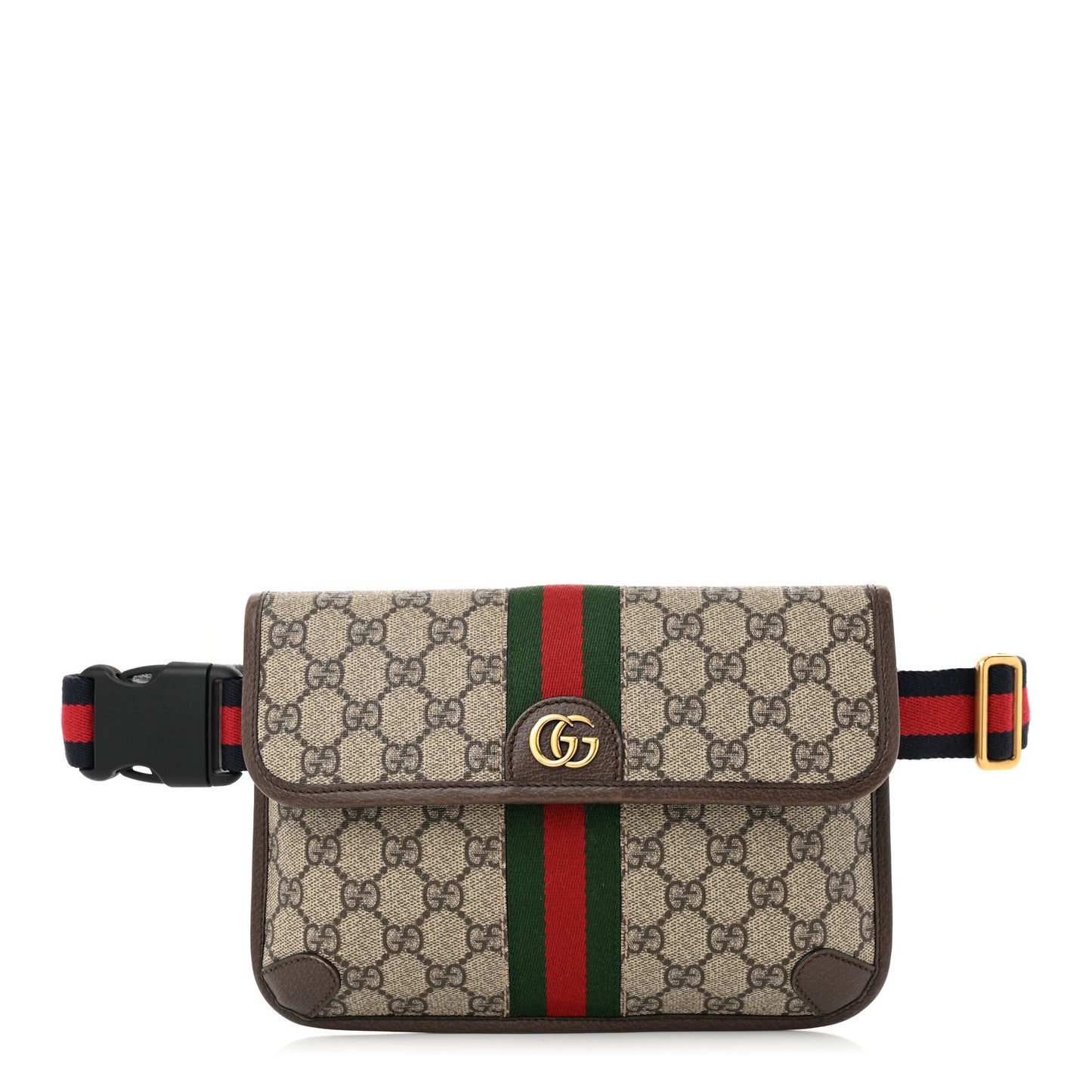 GG Supreme Monogram Web Small Ophidia Belt Bag Brown