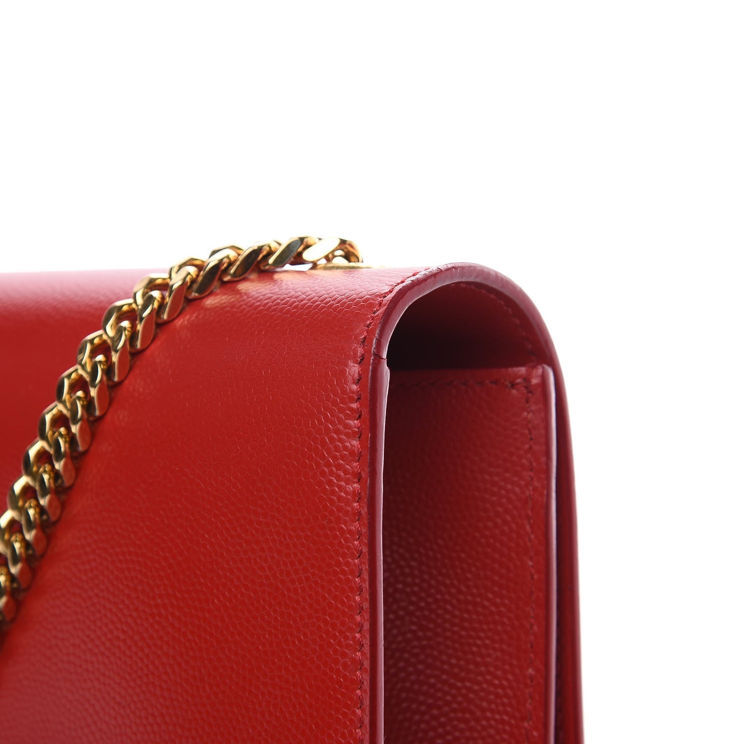 Saint Laurent Grain De Poudre Small Monogram Kate Satchel Red 10 of 11