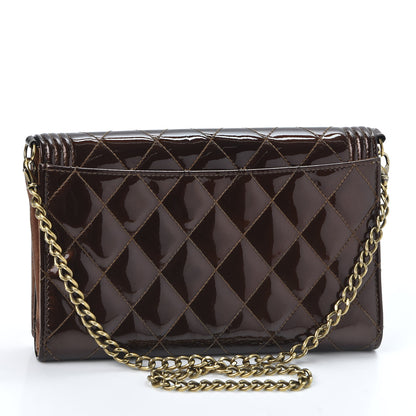 Chanel Patent Calfskin Quilted Boy Wallet On Chain WOC Brown 2 of 12