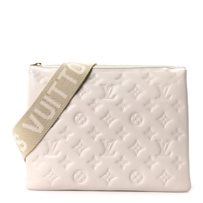 Louis Vuitton Lambskin Embossed Monogram Coussin PM Beige Cream 1 of 9