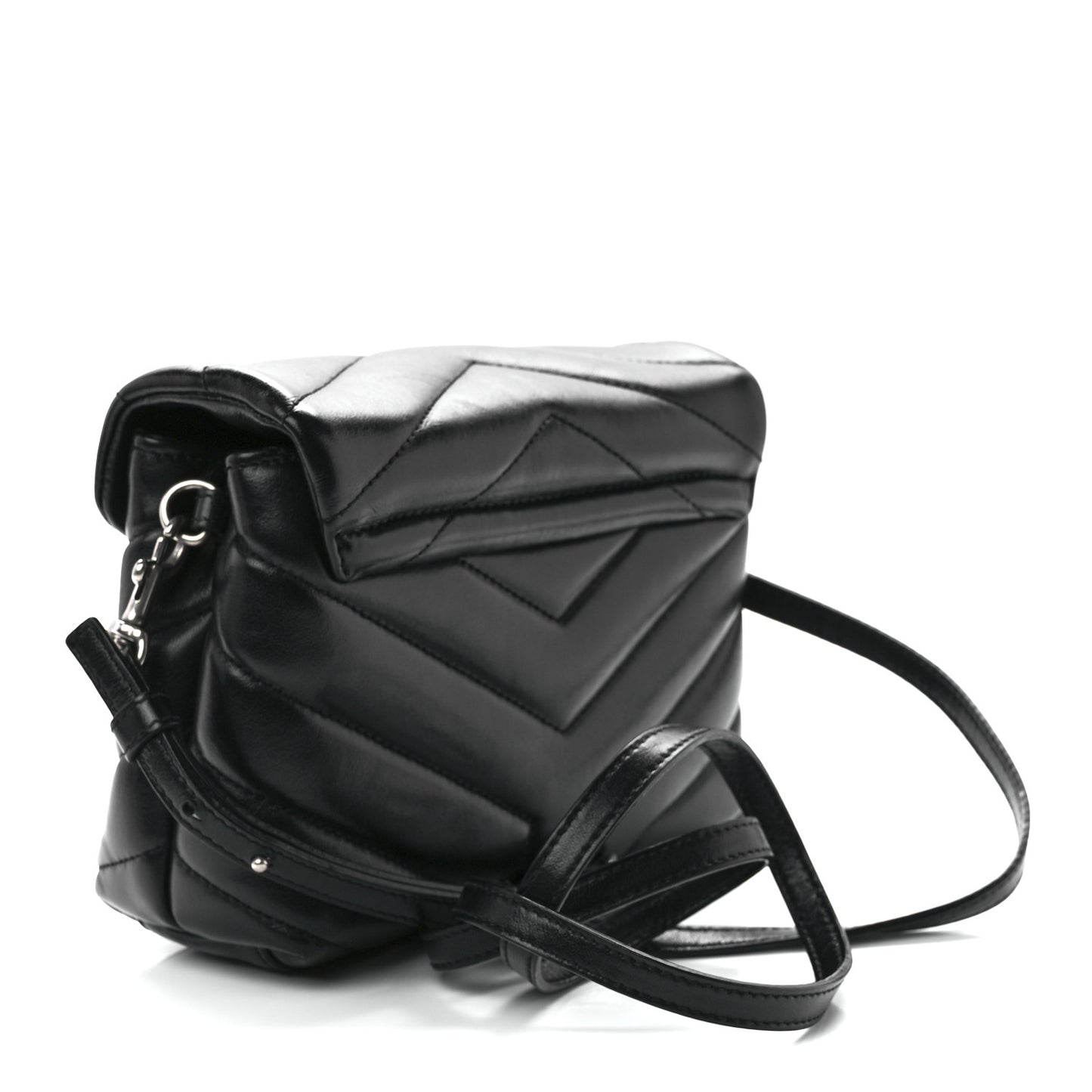 Calfskin Y Quilted Monogram Toy Loulou Crossbody Bag Black