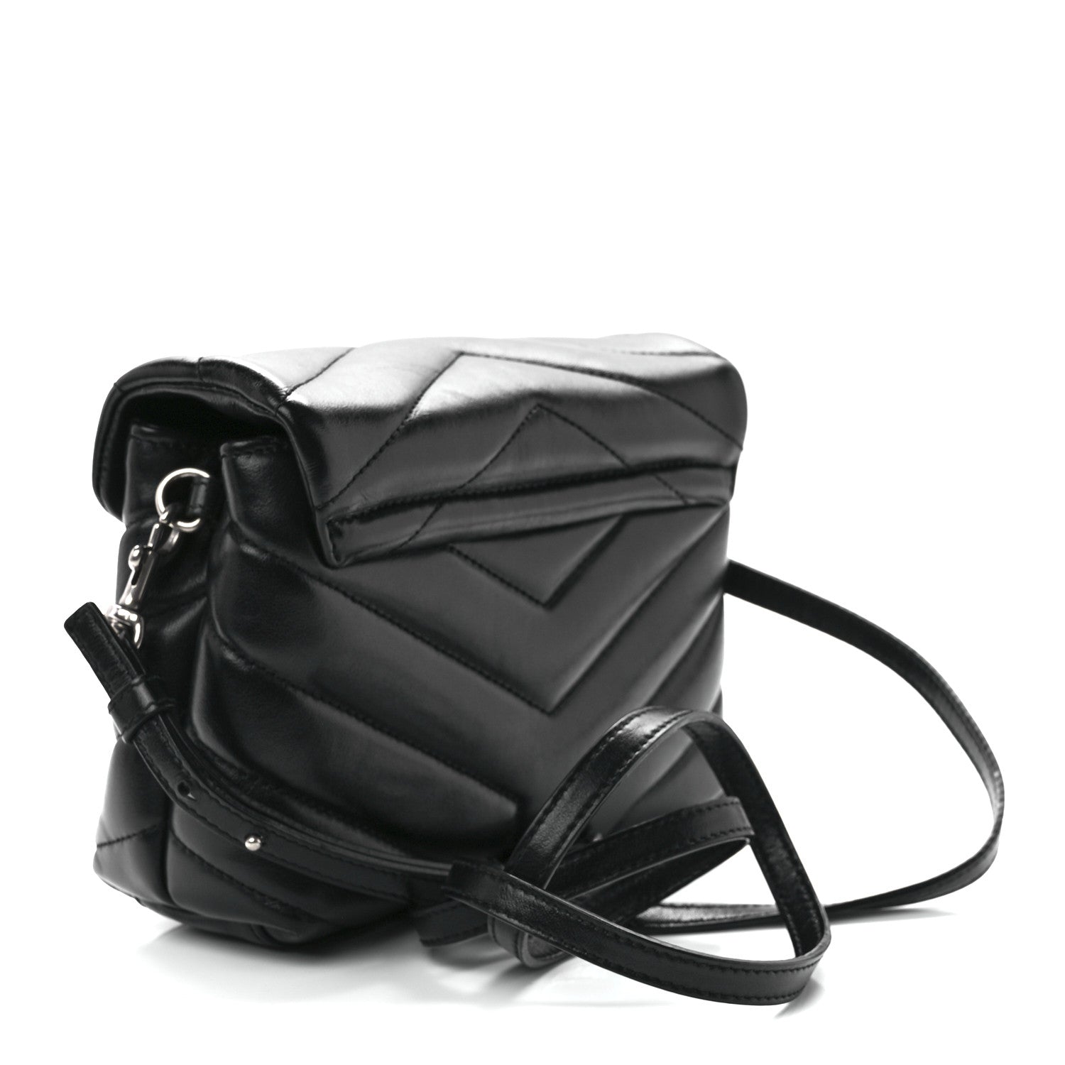 Saint Laurent Calfskin Y Quilted Monogram Toy Loulou Crossbody Bag Black 2 of 11