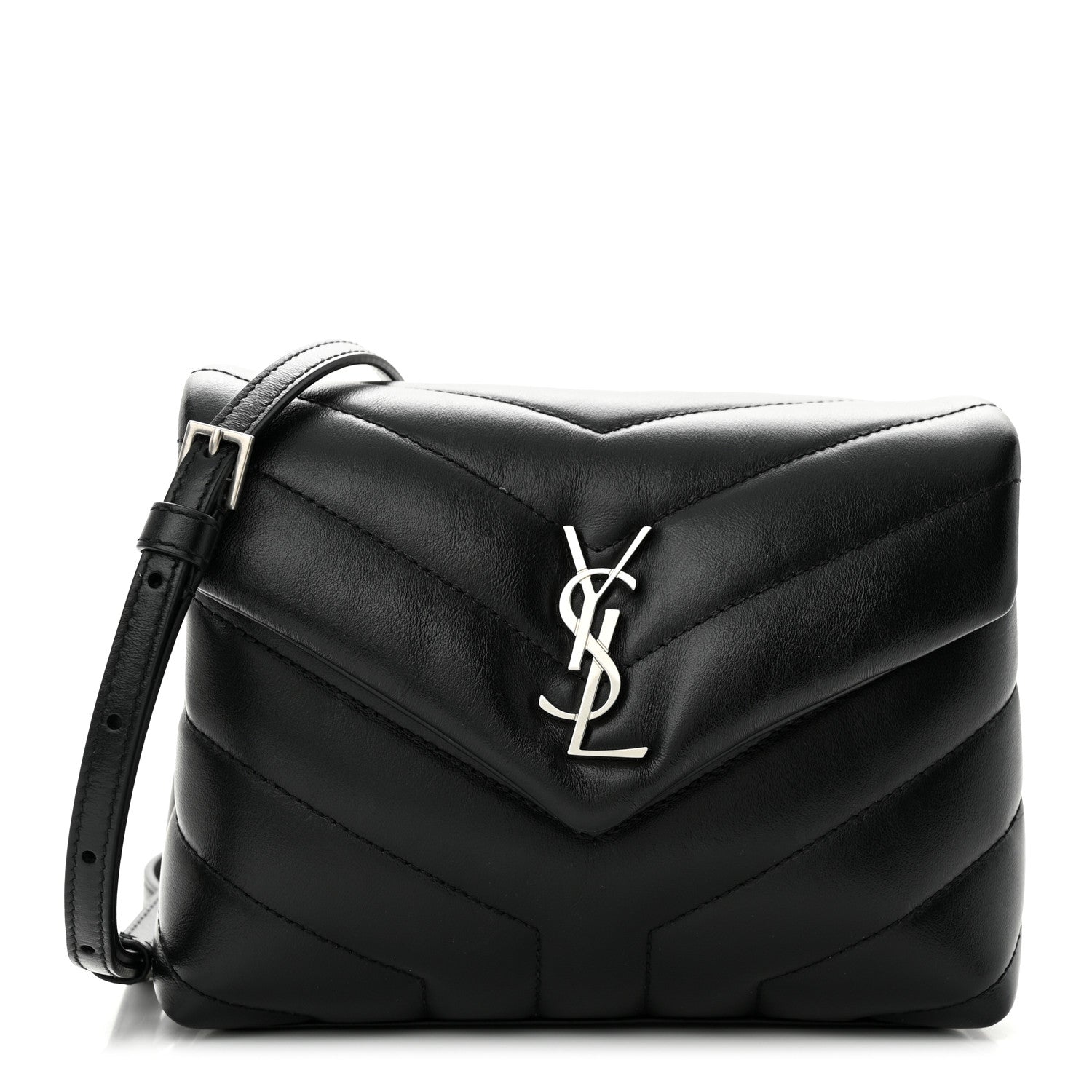 Saint Laurent Calfskin Y Quilted Monogram Toy Loulou Crossbody Bag Black 1 of 11
