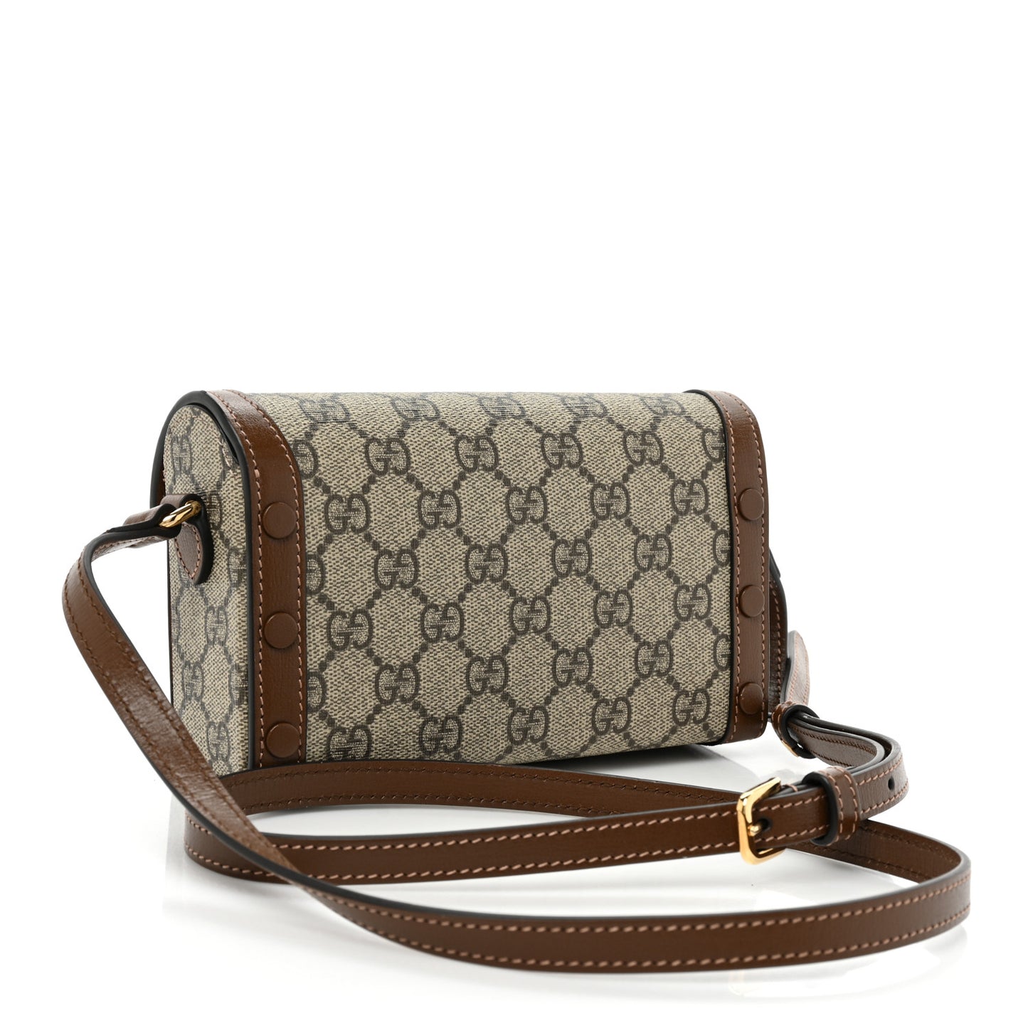 GG Supreme Monogram Mini Horsebit 1955 Shoulder Bag Beige Brown Sugar