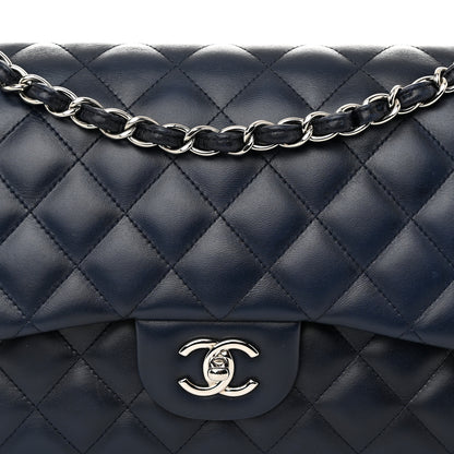 Chanel Lambskin Quilted Jumbo Double Flap Navy Blue 8 of 12