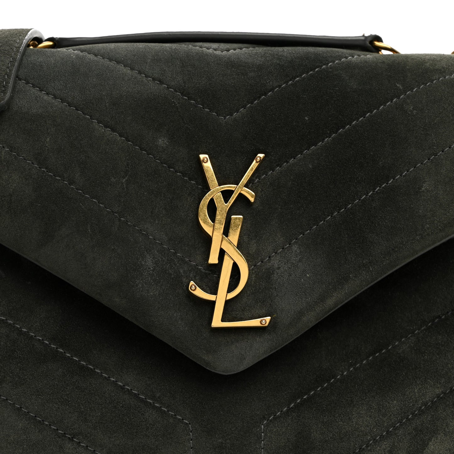 Suede Calfskin Y Quilted Monogram Small Loulou Chain Satchel Storm