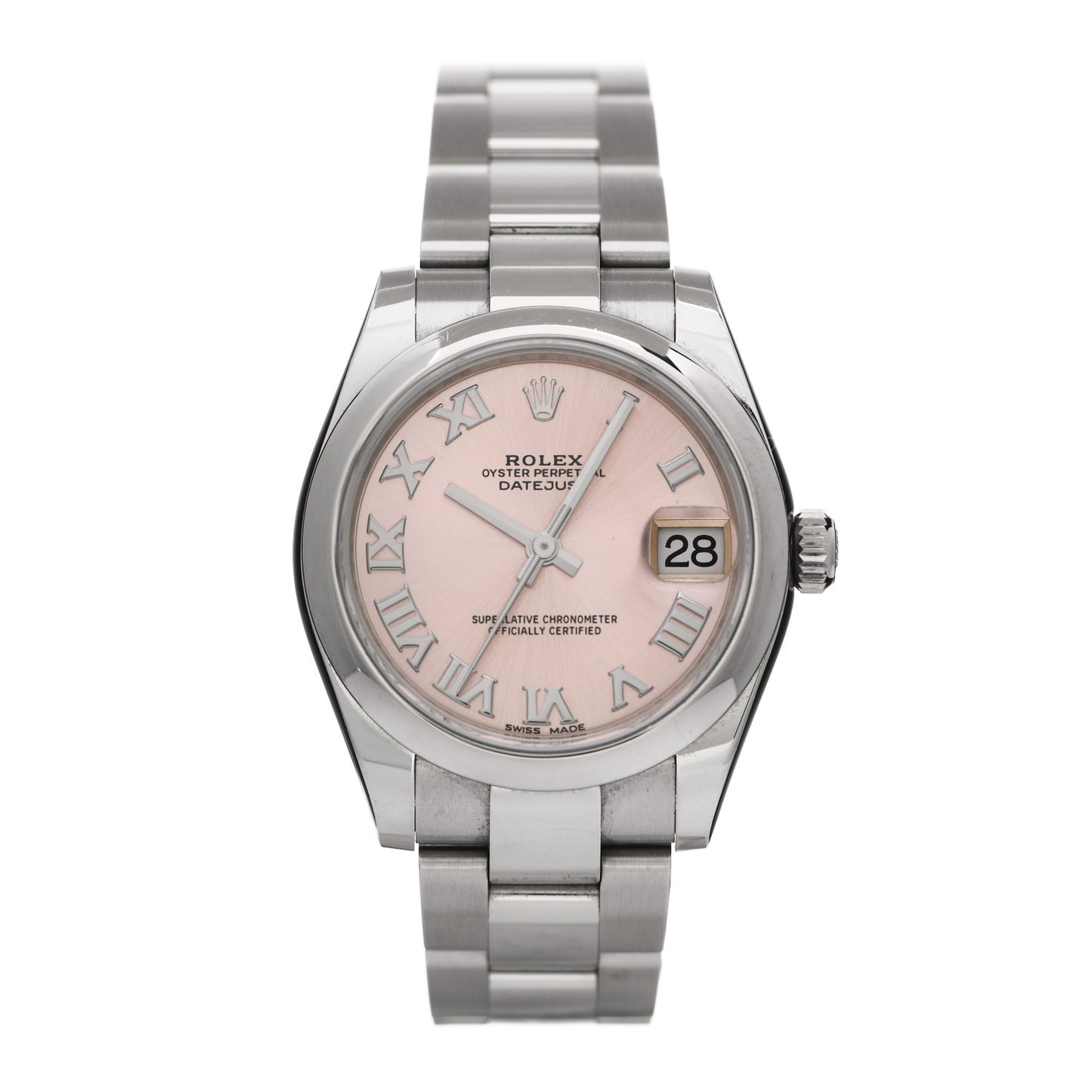 Stainless Steel 31mm Oyster Perpetual Datejust Watch Pink Roman 178240