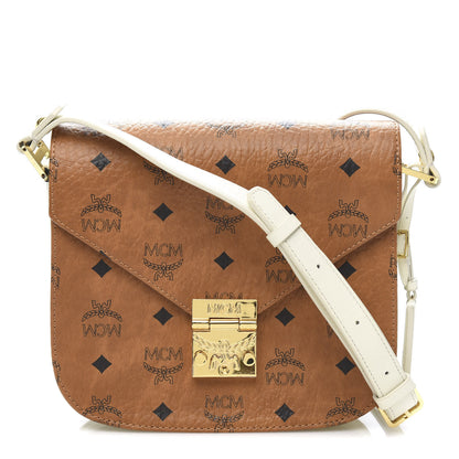 MCM Visetos Calfskin Small Patricia Crossbody Bag Cognac White 1 of 9