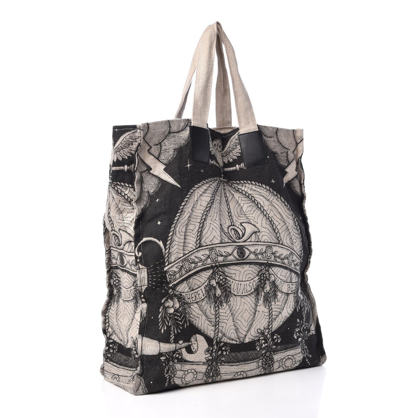 X JAYDE FISH Linen Garden Vertical Tote Black