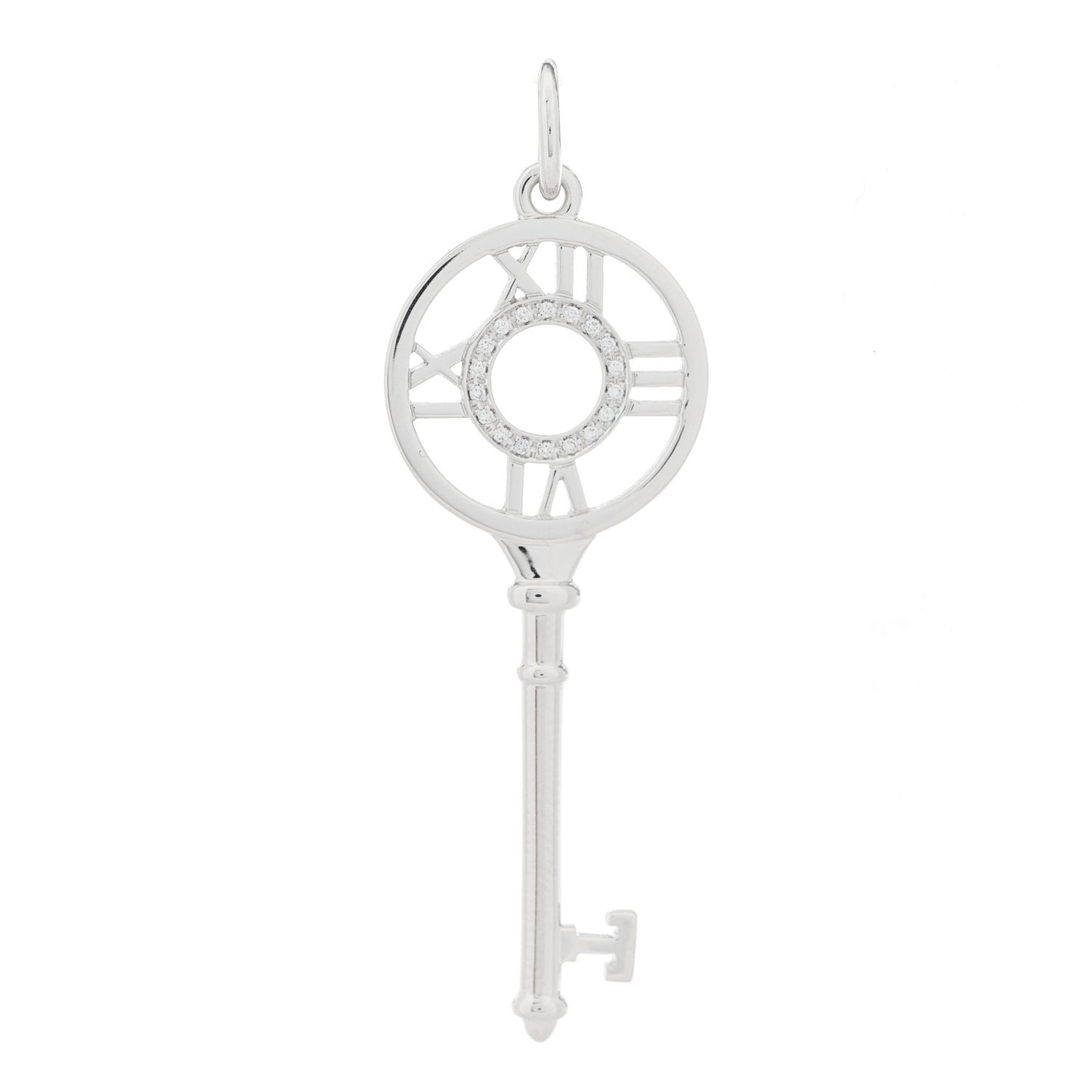18K White Gold Diamond Atlas Key Pendant