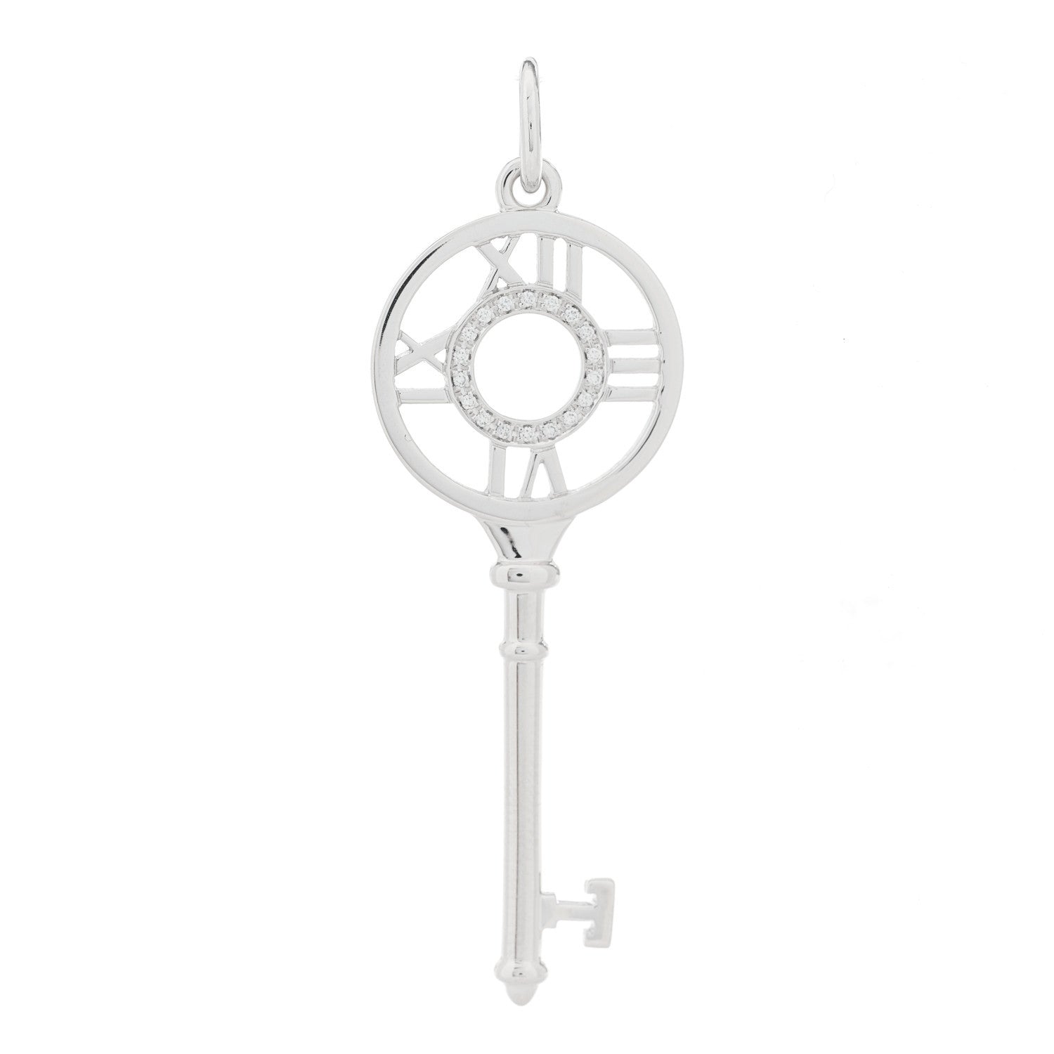 Tiffany 18K White Gold Diamond Atlas Key Pendant 1 of 4