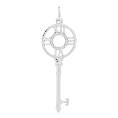 Tiffany 18K White Gold Diamond Atlas Key Pendant 1 of 4