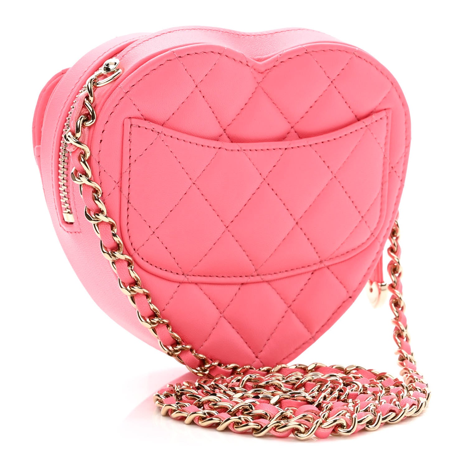 Chanel Lambskin Quilted CC In Love Heart Clutch With Chain Pink 3 of 11