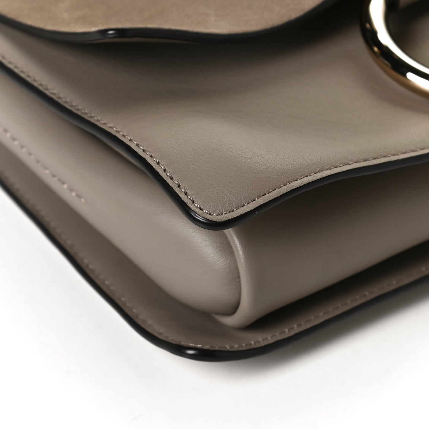 Suede Calfskin Small Faye Shoulder Bag Motty Grey