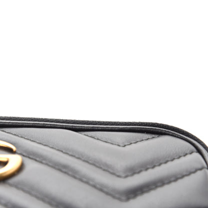 Gucci Calfskin Matelasse Mini GG Marmont Chain Crossbody Bag Black 12 of 13