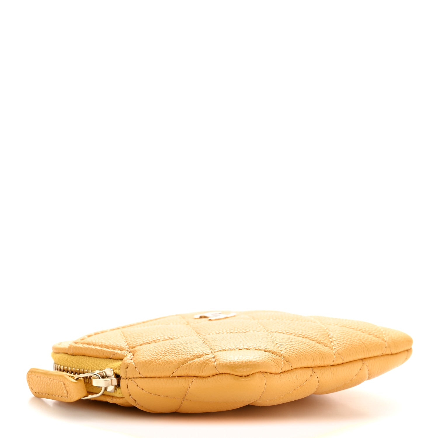 Chanel Caviar Quilted Zip Card Holder Wallet Yellow 4 of 8