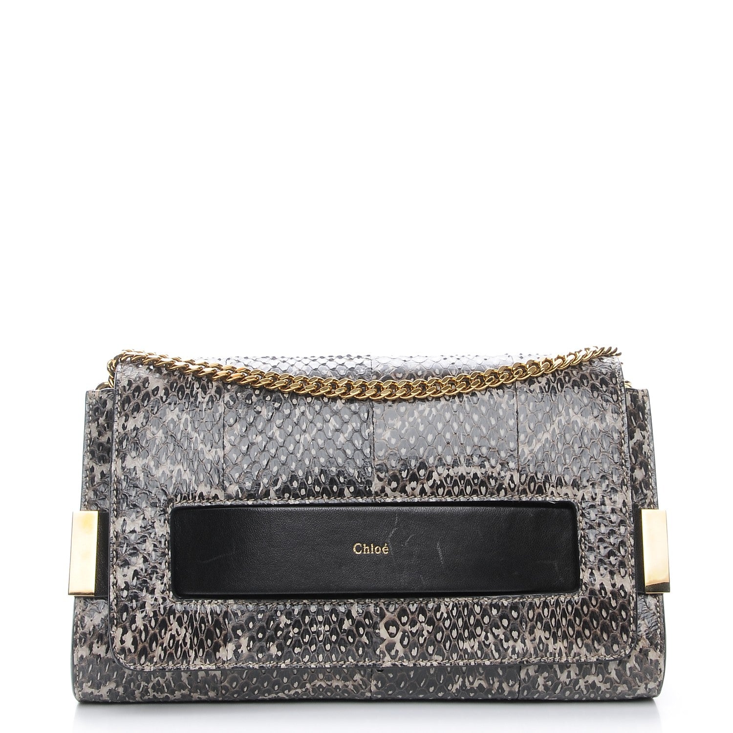Chloe Python Medium Elle Chain Clutch Light Grey 1 of 7