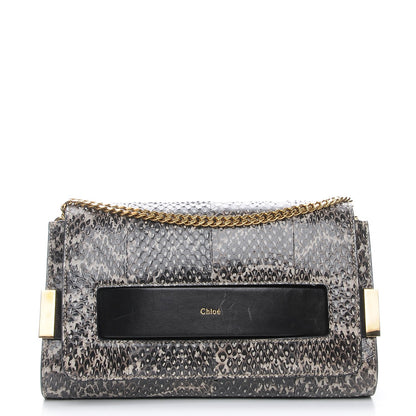 Chloe Python Medium Elle Chain Clutch Light Grey 1 of 7