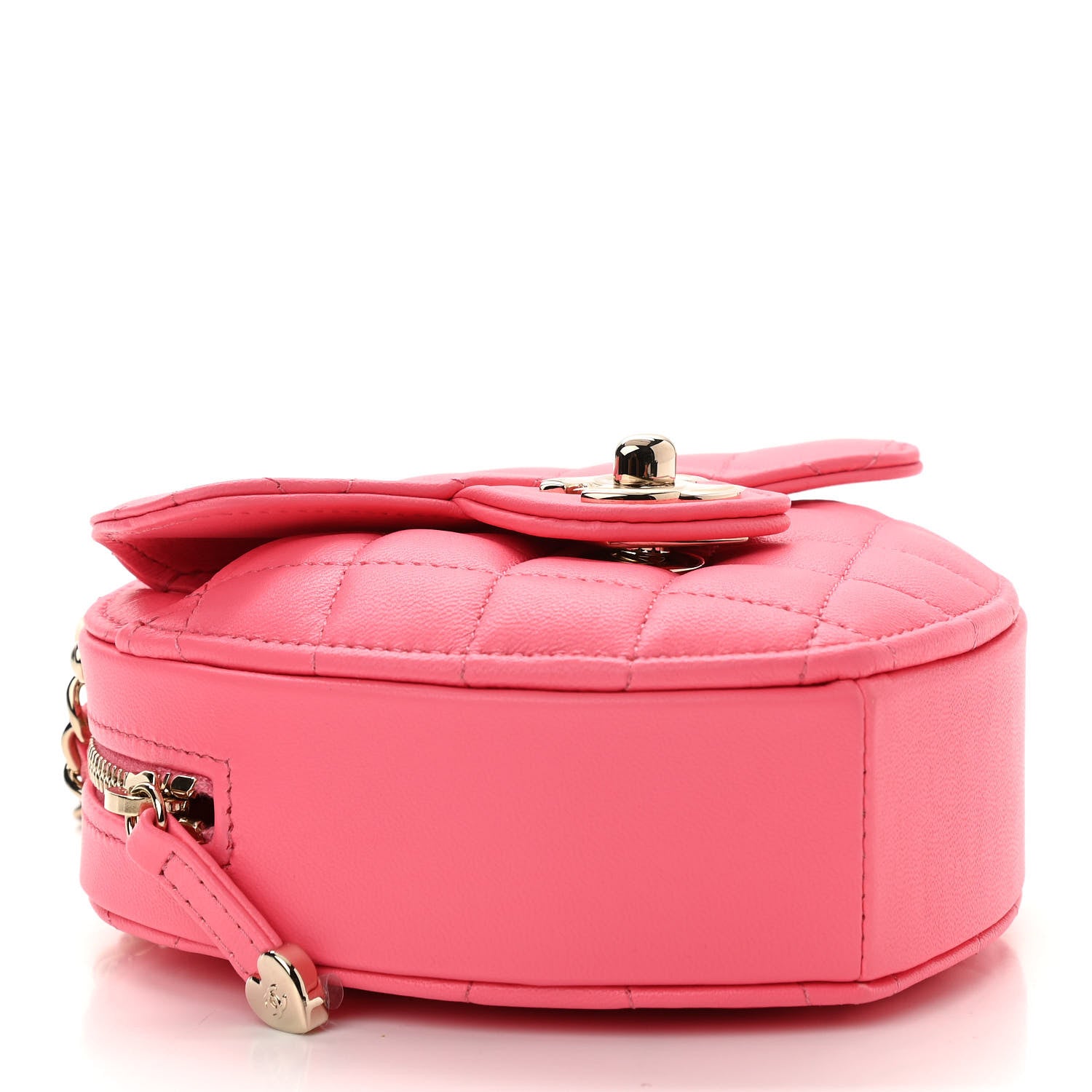 Chanel Lambskin Quilted CC In Love Heart Clutch With Chain Pink 4 of 11