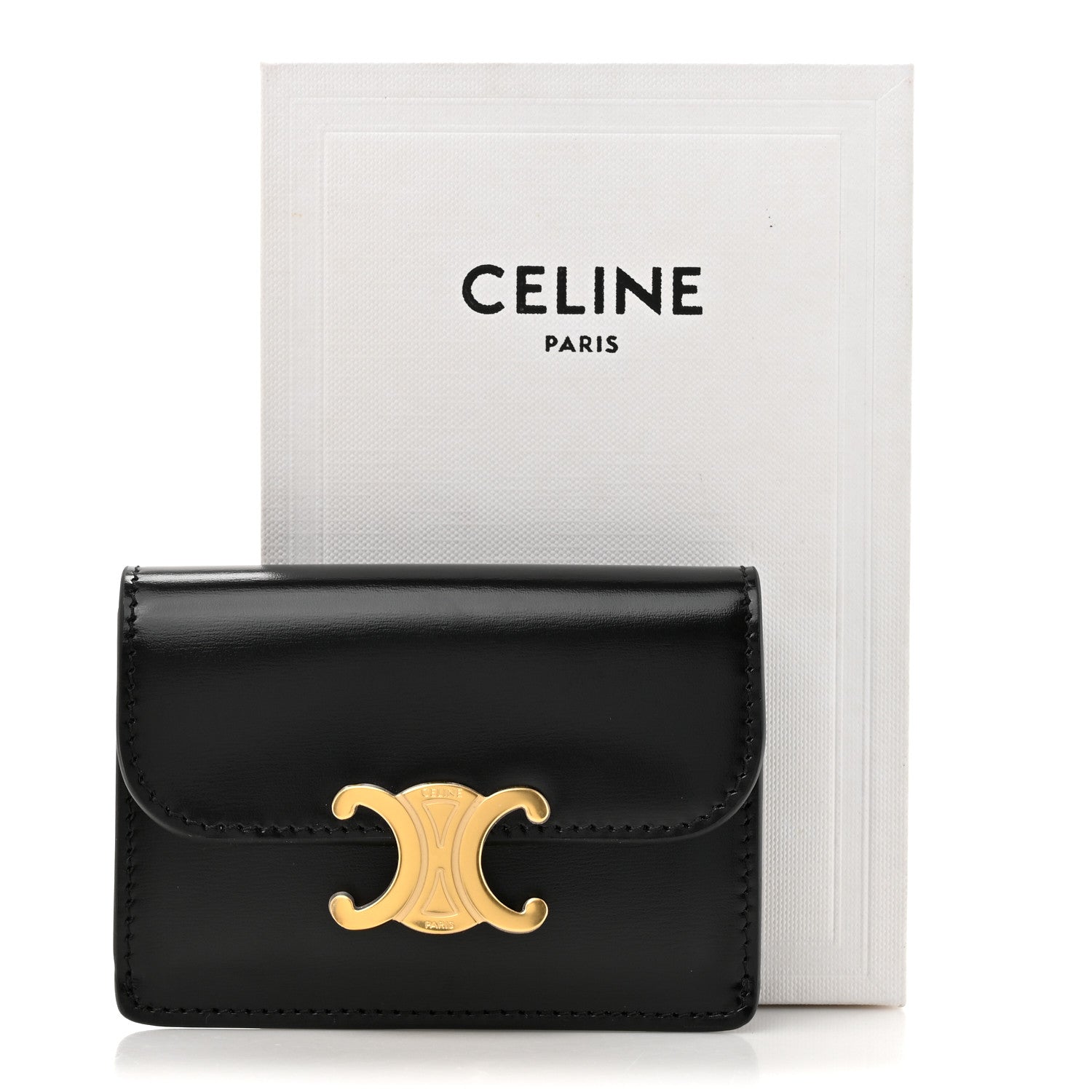 Celine Shiny Smooth Calfskin Triomphe Card Holder Black 8 of 8
