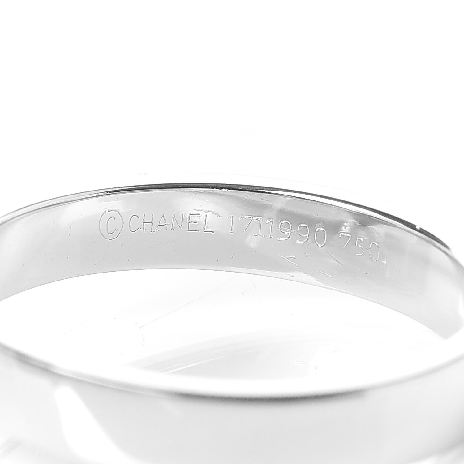 Chanel 18K White Gold Diamond Camellia Ring 50 5.5 4 of 4