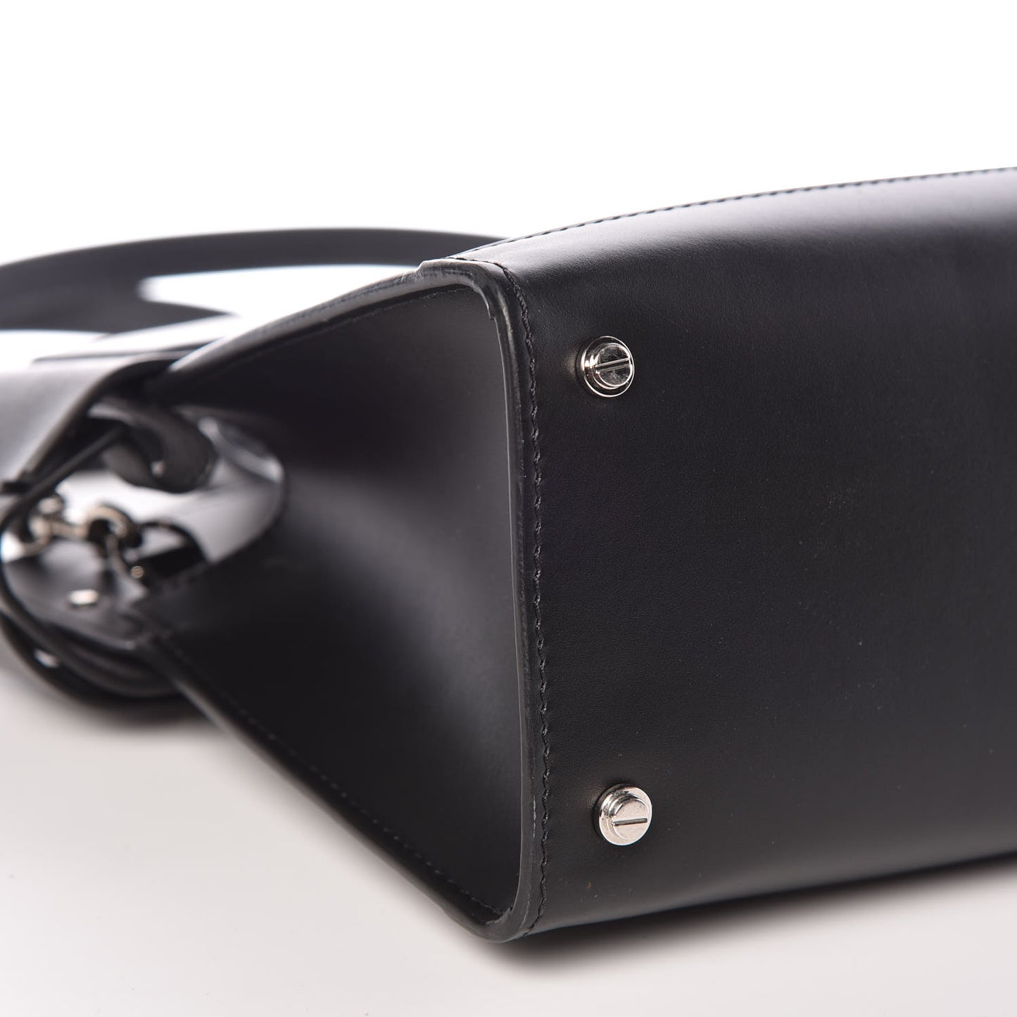 Smooth Calfskin Small Horizon Satchel Black